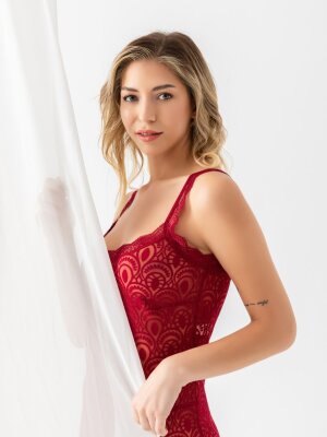 DEVORE TRANSPARAN BABYDOLL STRİNG TAKIM BORDO - 4