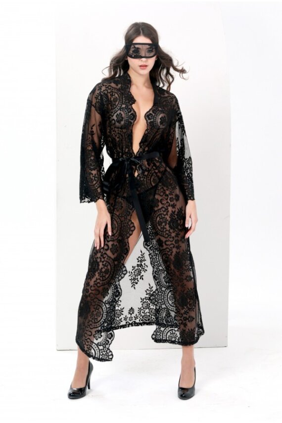 FANTEZİ TÜL ELBİSE VE STRİNG SİYAH  - 1