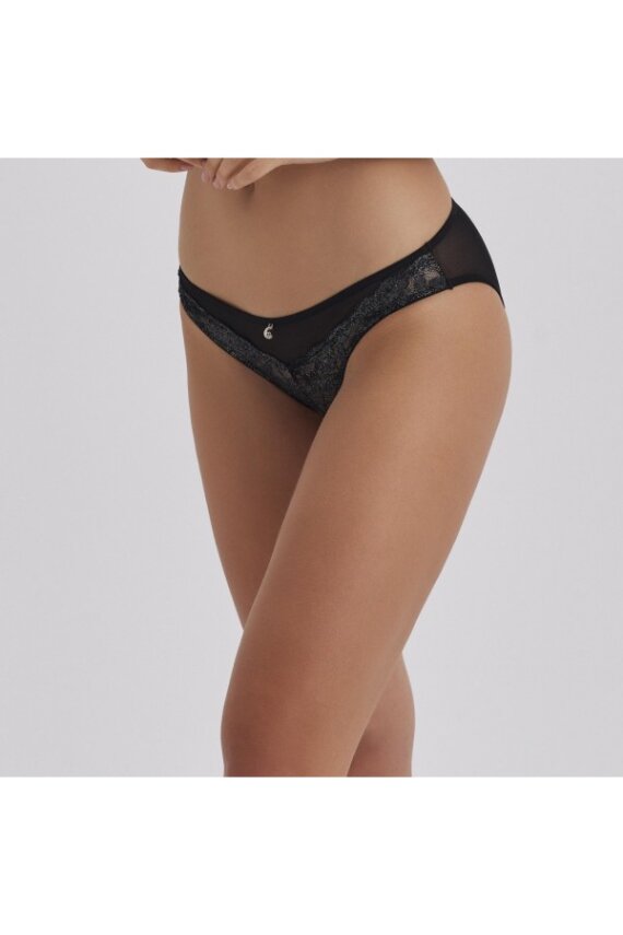 MOONLİGHT TÜL DETAYLI SLİP KÜLOT SİYAH - 1