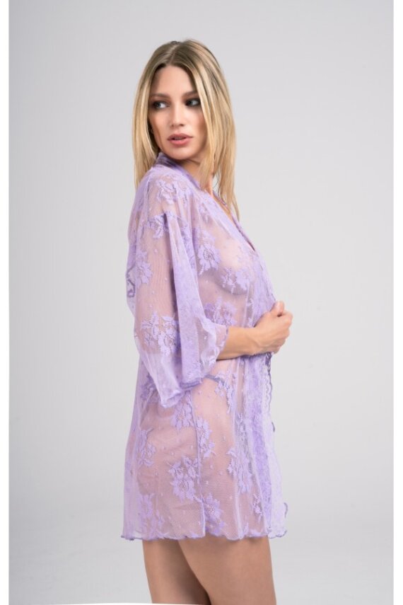 SEKSİ KİMONA VE STRİNG TAKIM LİLA - 1