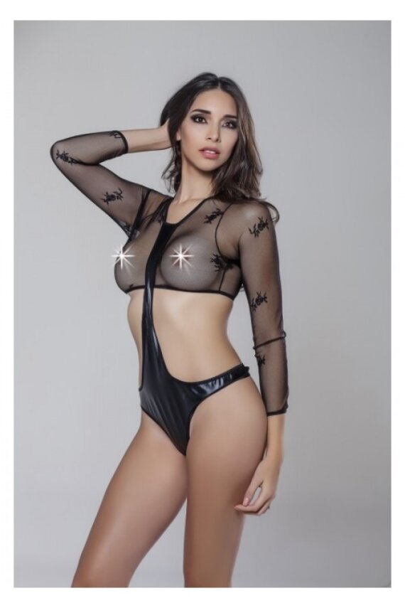 SİYAH DANTEL T-STRİNG DETAYLI BODY - 1