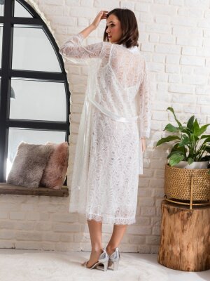 TRANSPARAN MİDİ BOY KUŞAKLI SABAHLIK EKRU - 3